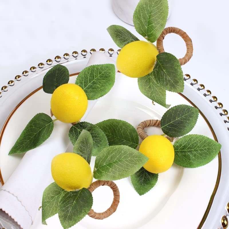 Lemon Napkin Rings Set of 8,Faux Lemon Napkin Rings Summer Farmhouse Napkin Rings Napkin Holder for Dinner Wedding Birthday Thanksgiving Christmas Easter Holiday Table Decorations