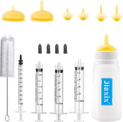 Kitten Silicone Bottle Feeding Kit Nipple Kittens Syringe,Nipple & Feeding Kits, Reusable Newborn Kitten Supplies, Suitable for Feeding, Puppy, Rabbit,Hamster (Yellow)
