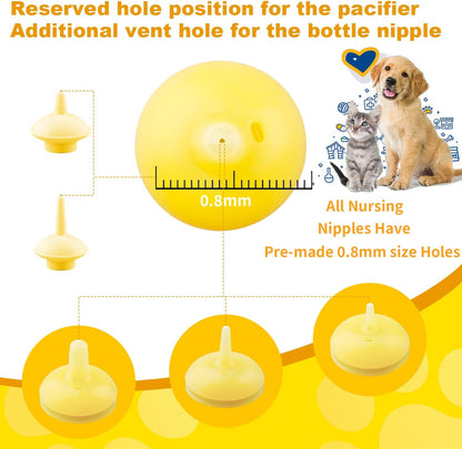 Kitten Silicone Bottle Feeding Kit Nipple Kittens Syringe,Nipple & Feeding Kits, Reusable Newborn Kitten Supplies, Suitable for Feeding, Puppy, Rabbit,Hamster (Yellow)