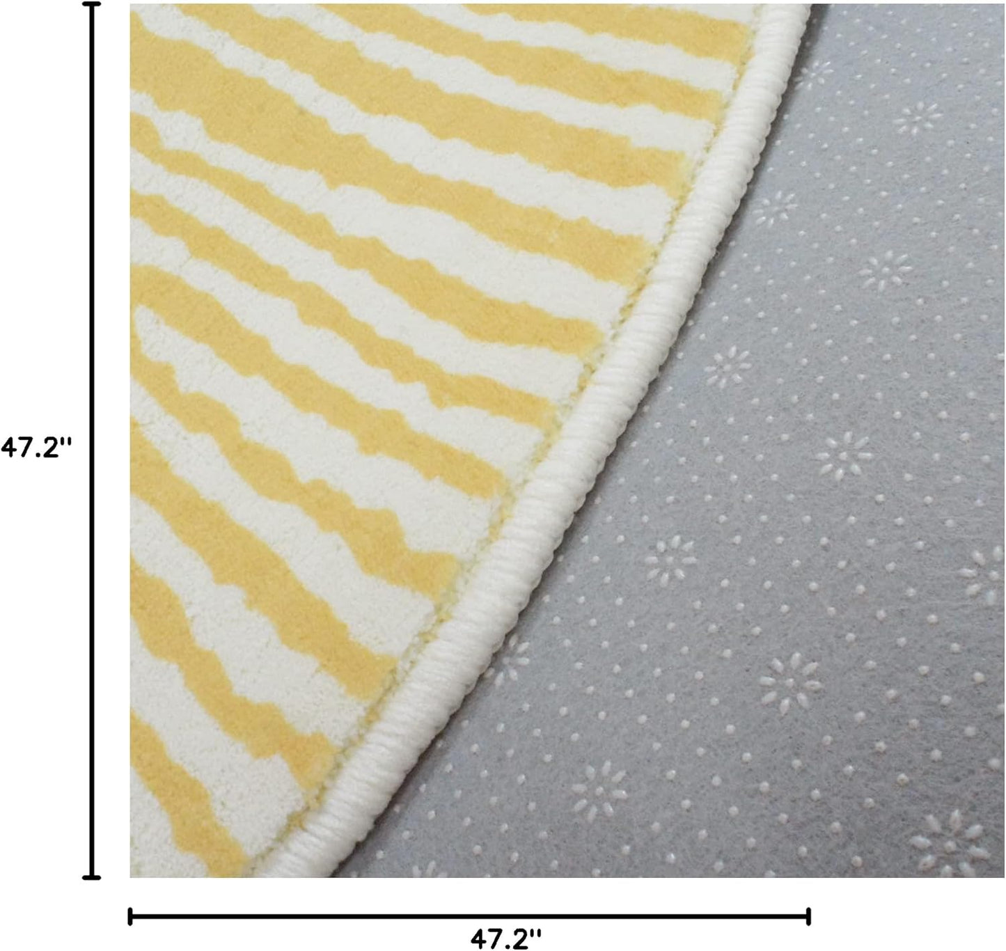 Modern Area Rug - Abstract Geometric Design, 4ft Round, Nonslip, Washable, Suitable for Bedroom, Kids, Living Room, Indoor/Outdoor, Yellow