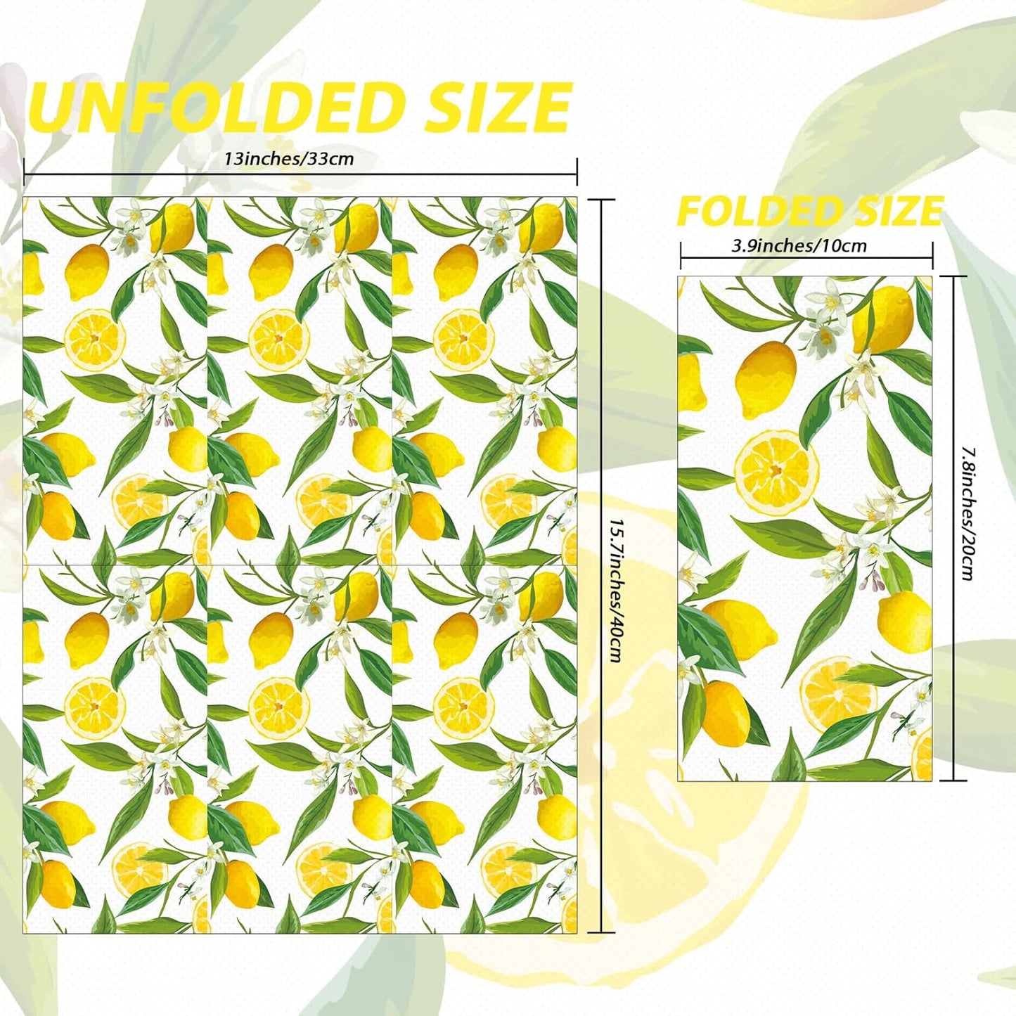 50PCS Lemon Guest Towels Lemon Yellow Citrus Fruit Hand Napkins Paper Napkin Hand Towel Disposable for Bathroom Wedding Holiday Anniversary Birthday Party Bridal Baby Shower Decorative Towels