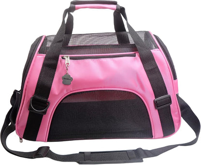 Cat Carrier,Soft-Sided Pet Travel Carrier for Cats,Dogs Puppy Comfort Portable Foldable Pet Bag Airline Approved (Medium-Black)