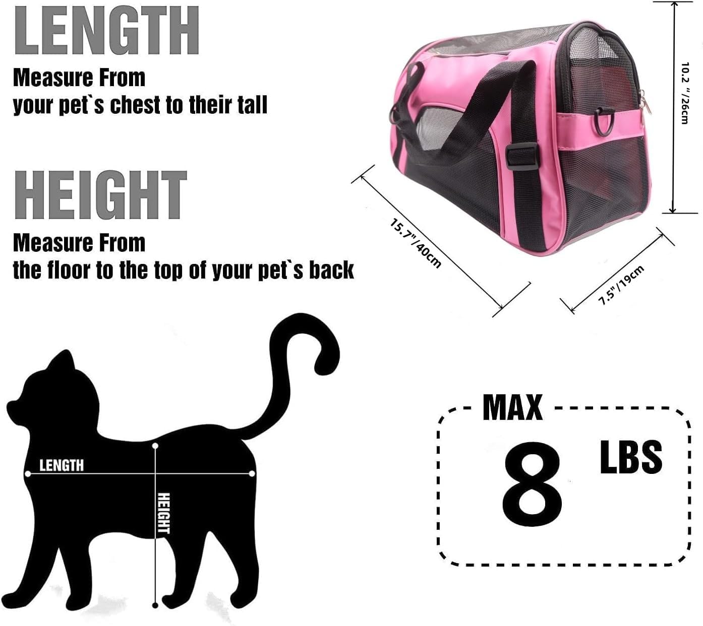 Cat Carrier,Soft-Sided Pet Travel Carrier for Cats,Dogs Puppy Comfort Portable Foldable Pet Bag Airline Approved (Medium-Black)