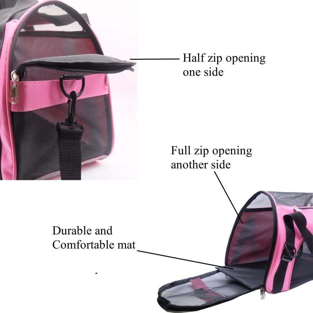 Cat Carrier,Soft-Sided Pet Travel Carrier for Cats,Dogs Puppy Comfort Portable Foldable Pet Bag Airline Approved (Medium-Black)