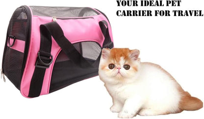 Cat Carrier,Soft-Sided Pet Travel Carrier for Cats,Dogs Puppy Comfort Portable Foldable Pet Bag Airline Approved (Medium-Black)