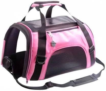 Cat Carrier,Soft-Sided Pet Travel Carrier for Cats,Dogs Puppy Comfort Portable Foldable Pet Bag Airline Approved (Medium-Black)