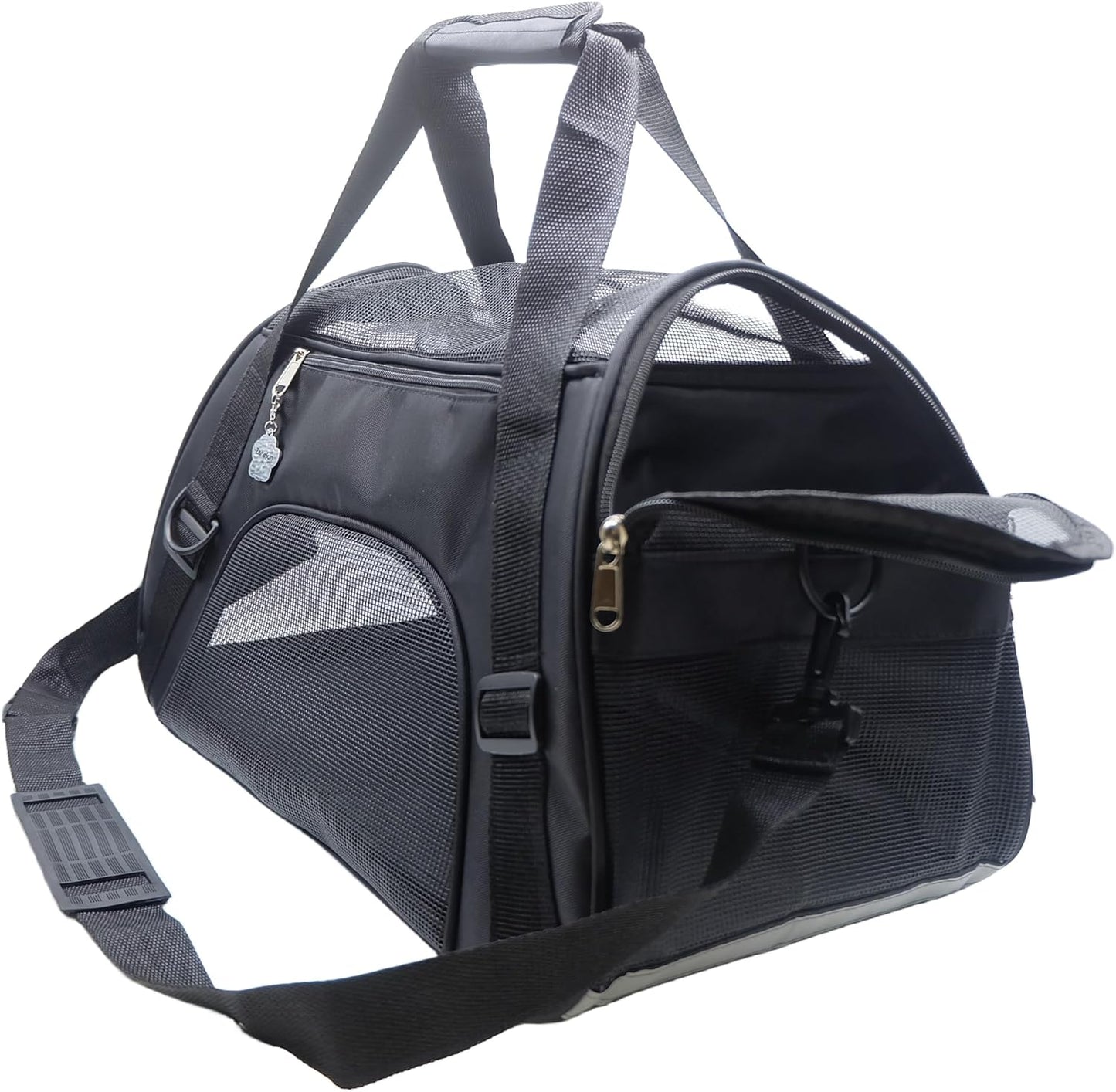 Cat Carrier,Soft-Sided Pet Travel Carrier for Cats,Dogs Puppy Comfort Portable Foldable Pet Bag Airline Approved (Medium-Black)