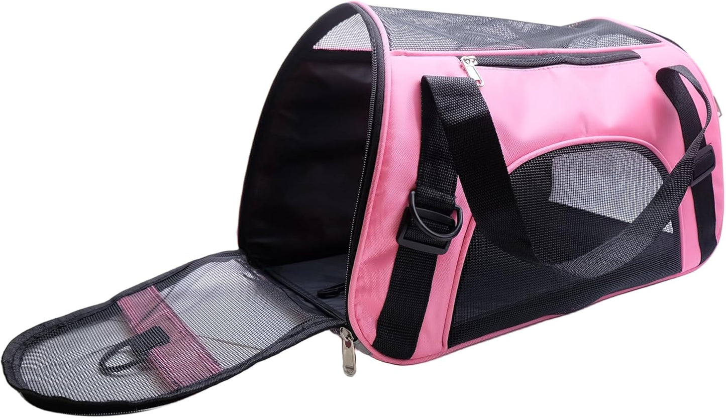 Cat Carrier,Soft-Sided Pet Travel Carrier for Cats,Dogs Puppy Comfort Portable Foldable Pet Bag Airline Approved (Medium-Black)