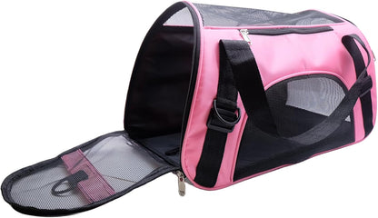 Cat Carrier,Soft-Sided Pet Travel Carrier for Cats,Dogs Puppy Comfort Portable Foldable Pet Bag Airline Approved (Medium-Black)