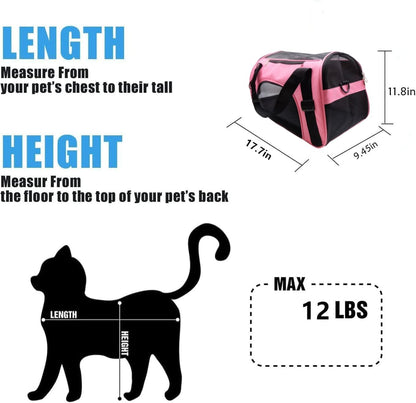 Cat Carrier,Soft-Sided Pet Travel Carrier for Cats,Dogs Puppy Comfort Portable Foldable Pet Bag Airline Approved (Medium-Black)