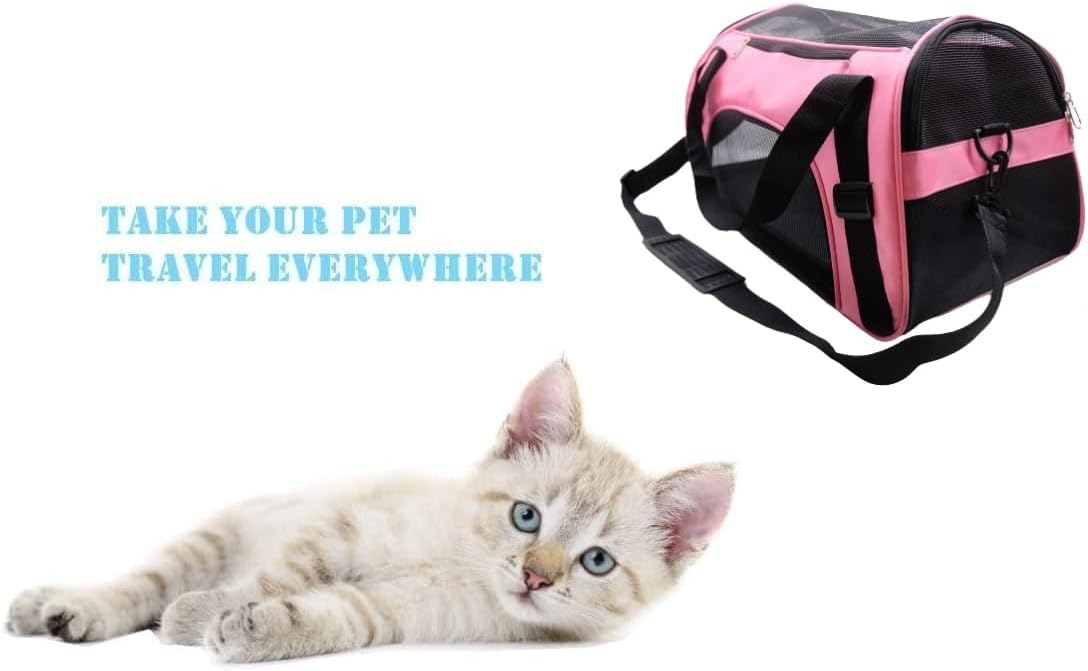 Cat Carrier,Soft-Sided Pet Travel Carrier for Cats,Dogs Puppy Comfort Portable Foldable Pet Bag Airline Approved (Medium-Black)