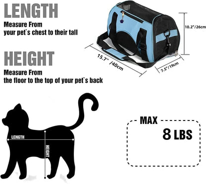 Cat Carrier,Soft-Sided Pet Travel Carrier for Cats,Dogs Puppy Comfort Portable Foldable Pet Bag Airline Approved (Medium-Black)