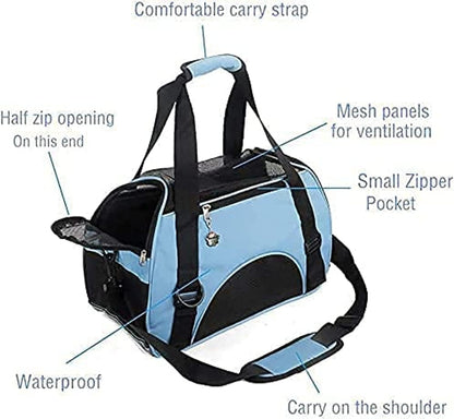 Cat Carrier,Soft-Sided Pet Travel Carrier for Cats,Dogs Puppy Comfort Portable Foldable Pet Bag Airline Approved (Medium-Black)
