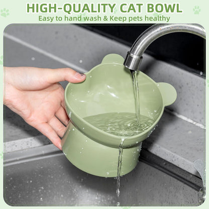 4 Pcs Elevated Cat Bowls Plastic Raised Cat Bowl 15 Degrees Tilted Raised Pet Food and Water Dish Cute Anti Vomit Food Dishes Pet Feeders for Kitten and Small Dogs(Bear)