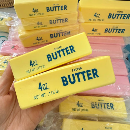 Squishy Butter Squeeze Toy, Slow Rising Realistic Soft Butter Stress Balls, Sensory Stress Relief Squishies Soft & Stretchy Fidget Toys for Anxiety Relief Help Relex Party Favors (1 Yellow +1 Pink )