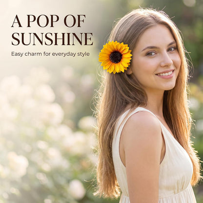 Yellow Sunflower Hair Clips 2-Pack | Yellow Flower Hair Barrettes | Beach Vacation Accessories - Sunflower Hairpins，Clips and Barrettes