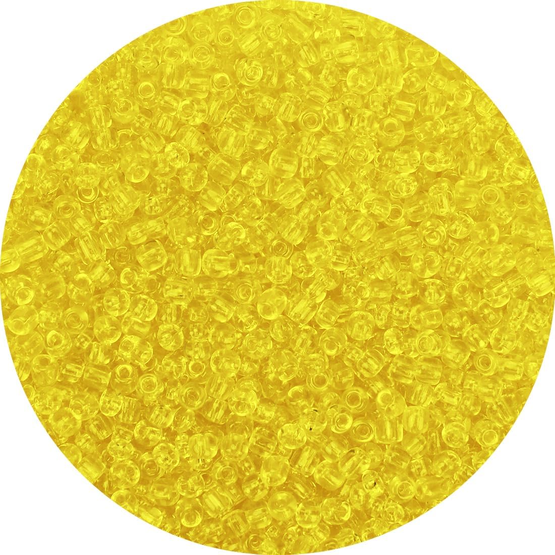 2000pcs Transparent Yellow Glass Seed Beads, Colorful Tiny 4mm Beads for Jewelry Making, Beading Supplies.