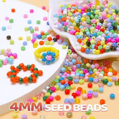 2000pcs Transparent Yellow Glass Seed Beads, Colorful Tiny 4mm Beads for Jewelry Making, Beading Supplies.