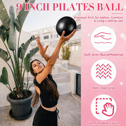 6 Pcs Small Exercise Ball Mini Pilates Ball 9 Inch Anti Burst Yoga Ball for Stability, Workout, Barre, Core Strength, Physical Therapy, Balance, Stretching at Home Gym Class