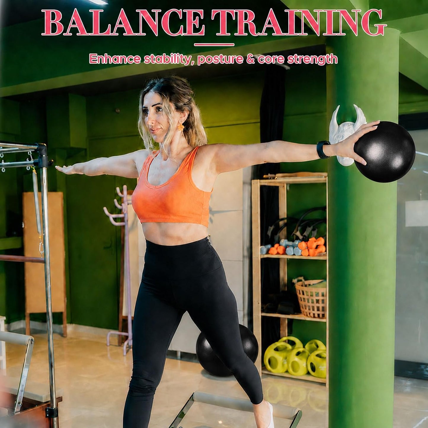 6 Pcs Small Exercise Ball Mini Pilates Ball 9 Inch Anti Burst Yoga Ball for Stability, Workout, Barre, Core Strength, Physical Therapy, Balance, Stretching at Home Gym Class