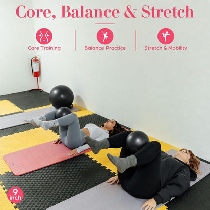 6 Pcs Small Exercise Ball Mini Pilates Ball 9 Inch Anti Burst Yoga Ball for Stability, Workout, Barre, Core Strength, Physical Therapy, Balance, Stretching at Home Gym Class