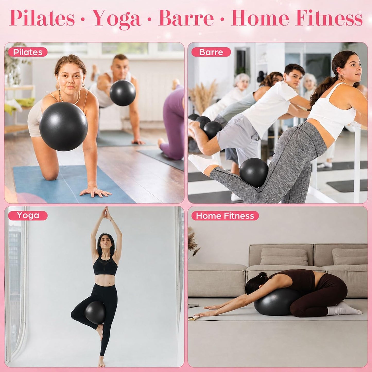 6 Pcs Small Exercise Ball Mini Pilates Ball 9 Inch Anti Burst Yoga Ball for Stability, Workout, Barre, Core Strength, Physical Therapy, Balance, Stretching at Home Gym Class