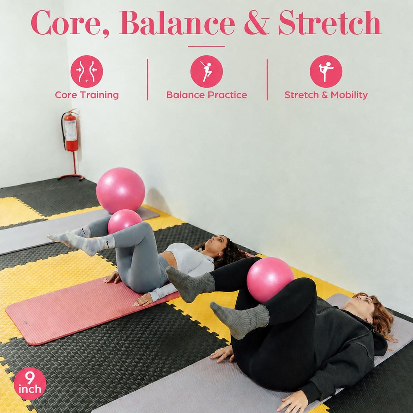 6 Pcs Small Exercise Ball Mini Pilates Ball 9 Inch Anti Burst Yoga Ball for Stability, Workout, Barre, Core Strength, Physical Therapy, Balance, Stretching at Home Gym Class