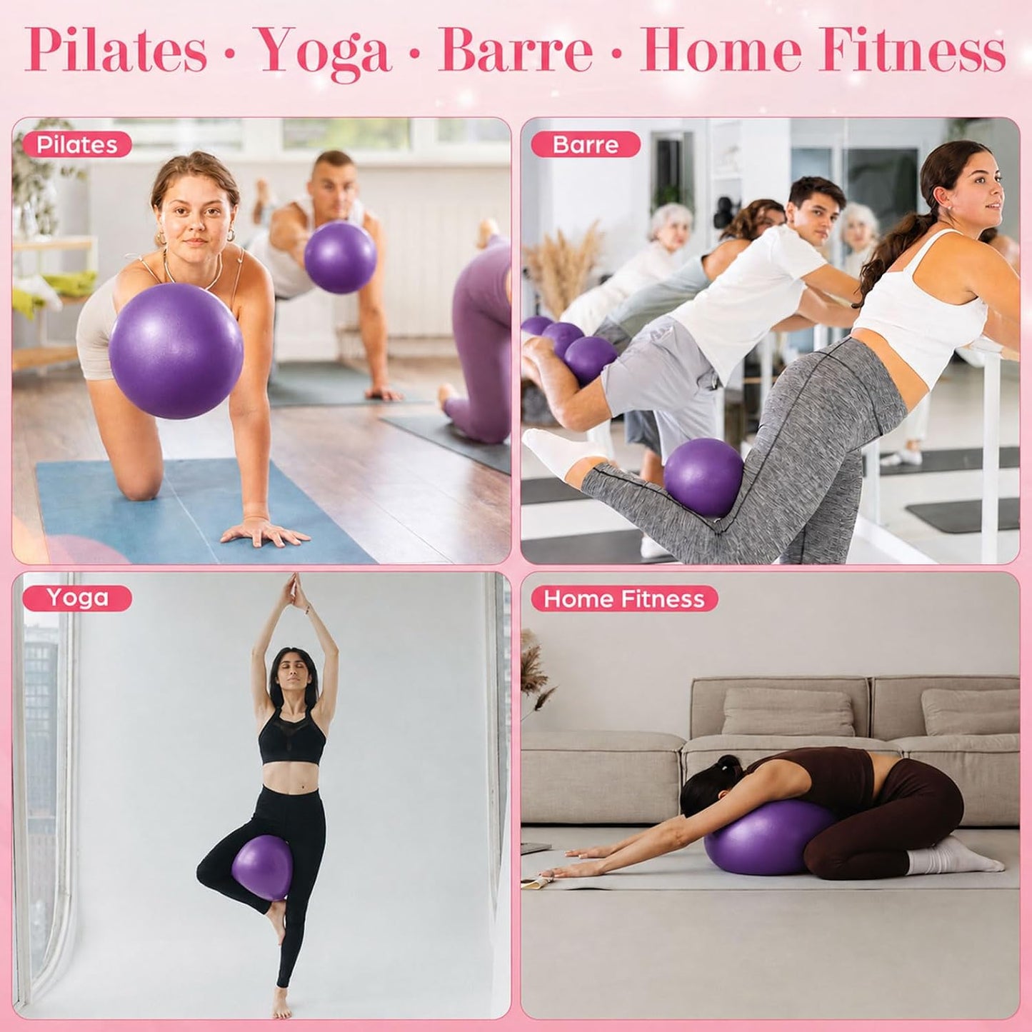 6 Pcs Small Exercise Ball Mini Pilates Ball 9 Inch Anti Burst Yoga Ball for Stability, Workout, Barre, Core Strength, Physical Therapy, Balance, Stretching at Home Gym Class