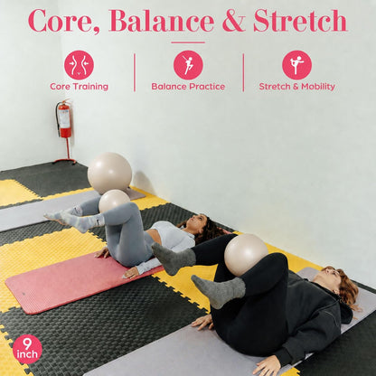 6 Pcs Small Exercise Ball Mini Pilates Ball 9 Inch Anti Burst Yoga Ball for Stability, Workout, Barre, Core Strength, Physical Therapy, Balance, Stretching at Home Gym Class