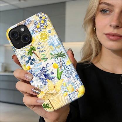 Case for iPhone 15, Cute Phone Case, Lemon Summer Collage | Hybrid 2-Layer Phone Cover，Military-Grade Protection Durable Shockproof Anti-Scratch Cases