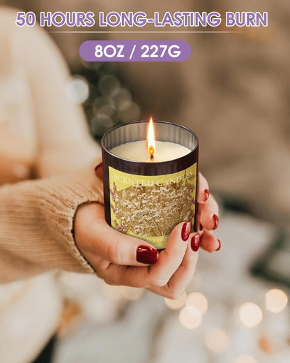 Scented Candles for Home, 8oz Soy Candle, 50H Burn, Lemon Verbena Aromatherapy, White Candle in Gift Box, Perfect for Birthday, Mother's Day, Christmas