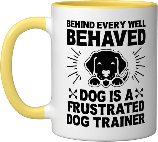 Dog Trainer Dog Training Training Dogs Pet Care Professional Ceramic Mug, Yellow/White, 11oz