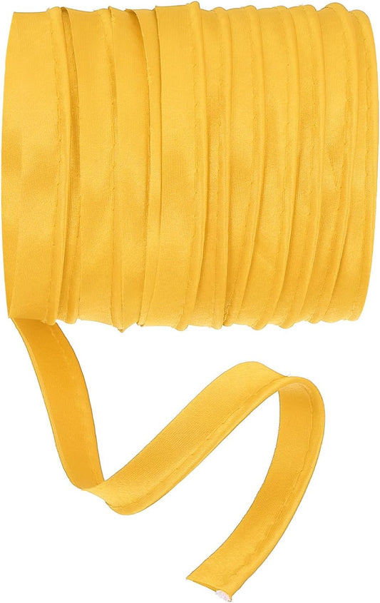 Maxi Piping Bias Tape, 5 Yards Piping Trim with Cord Satin Binding Lip Cord Trim Fit for Sewing Garment Webbing Trimming Crafts Decorating - (Yellow)