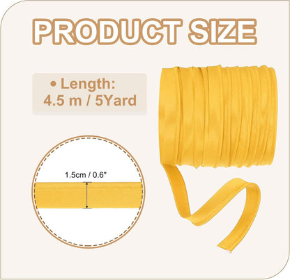 Maxi Piping Bias Tape, 5 Yards Piping Trim with Cord Satin Binding Lip Cord Trim Fit for Sewing Garment Webbing Trimming Crafts Decorating - (Yellow)