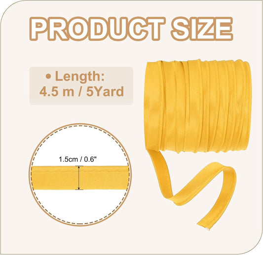 Maxi Piping Bias Tape, 5 Yards Piping Trim with Cord Satin Binding Lip Cord Trim Fit for Sewing Garment Webbing Trimming Crafts Decorating - (Yellow)