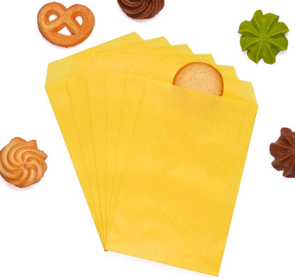 Lemon Yellow Flat Medium Greaseproof Paper Bags 4x6 in, 100 Count | Bakery Chocolate Soap Invitation Party Favor (10 x 15.2cm)
