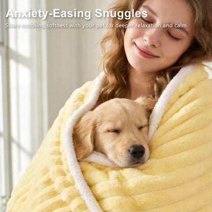 Yellow Emotional Support Blanket for Large Dog, Waterproof Security Calming Blankets High Visibility for Dogs, Washable Pet Separation Anxiety Reduce Calming Throw Blankets, 50"x60", Yellow