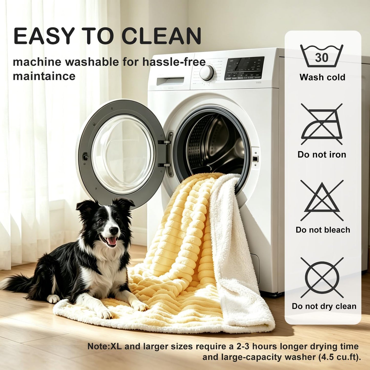 Yellow Emotional Support Blanket for Large Dog, Waterproof Security Calming Blankets High Visibility for Dogs, Washable Pet Separation Anxiety Reduce Calming Throw Blankets, 50"x60", Yellow