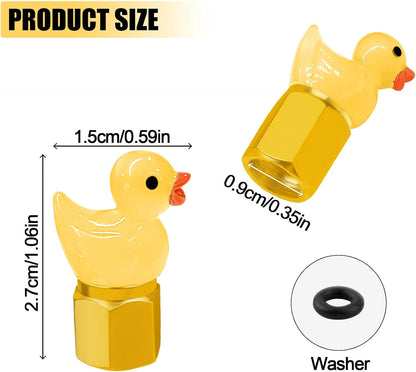 4 Pack Cute Duck tire Valve caps, Glow in The Dark Tire Valve Caps, Interesting and Practical Tire Decoration, Can be Used for Cars, Motorcycles, Trucks, and Bicycles.(Yellow)