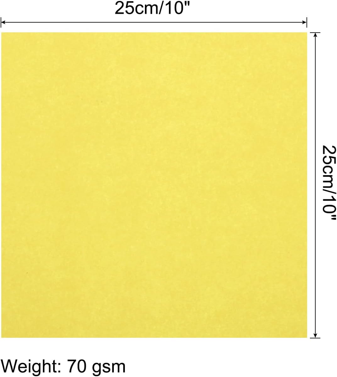 100 Sheet Origami Paper Double Sided Lemon Yellow 10x10 Inch Square Sheet for Art Craft Project, Beginners, Gifts Decor