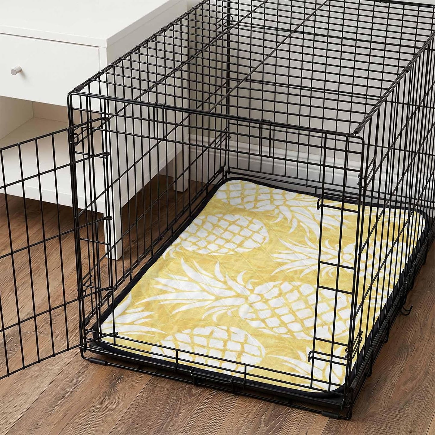 Sunlit Pineapples Cat Litter Mat 36x24, Pastel Yellow Kitty Litter Box mat for Cat Machine Washable Easy Clean Soft Non-Slip Pet Food Mats for Floor Rug