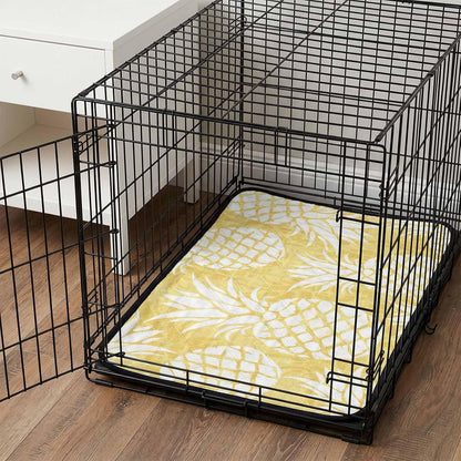 Sunlit Pineapples Cat Litter Mat 36x24, Pastel Yellow Kitty Litter Box mat for Cat Machine Washable Easy Clean Soft Non-Slip Pet Food Mats for Floor Rug