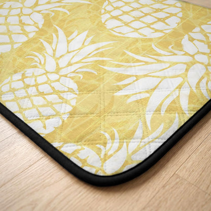 Sunlit Pineapples Cat Litter Mat 36x24, Pastel Yellow Kitty Litter Box mat for Cat Machine Washable Easy Clean Soft Non-Slip Pet Food Mats for Floor Rug
