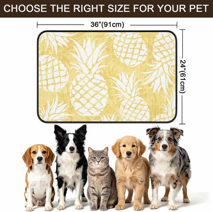 Sunlit Pineapples Cat Litter Mat 36x24, Pastel Yellow Kitty Litter Box mat for Cat Machine Washable Easy Clean Soft Non-Slip Pet Food Mats for Floor Rug