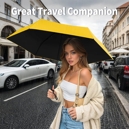 Mini Travel Umbrella with Case, Compact Folding Umbrella | Lightweight Pocket Size Design, UV Protection for Rain & Sun, Easy to Carry for Travel, Purse and Everyday Use