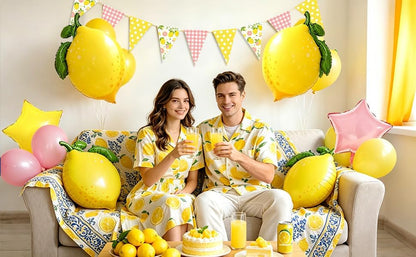 Pink and Yellow Lemon Triangle Banner Balloons Lemonade Bar Stand Supplies Amalfi Coast Hawaiian Luau Summer Birthday Party Decorations Baby Shower Freshly Graduated Lemon Themed Party Decor