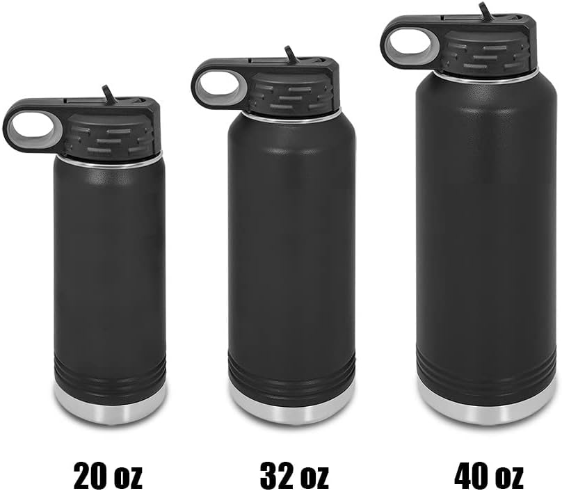 Yin Yang Cats Laser Engraved Water Bottle Customizable Polar Camel Stainless Steel with Straw - pet cat lover Yellow 32 oz