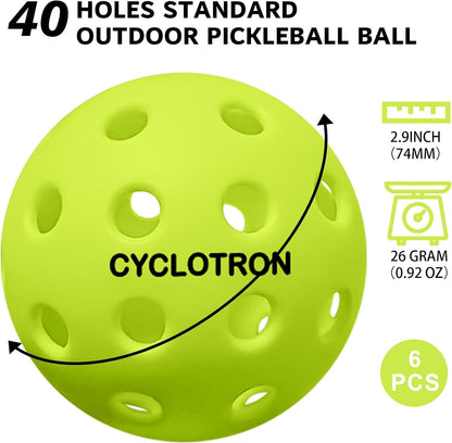 6-Pack Premium Pickleball Balls - USAP Approved, 40 Holes Outdoor/Indoor Pickle Balls with Bag, Perfectly Balanced, High Bounce True Flight, Pickle Ball for Tournament Play