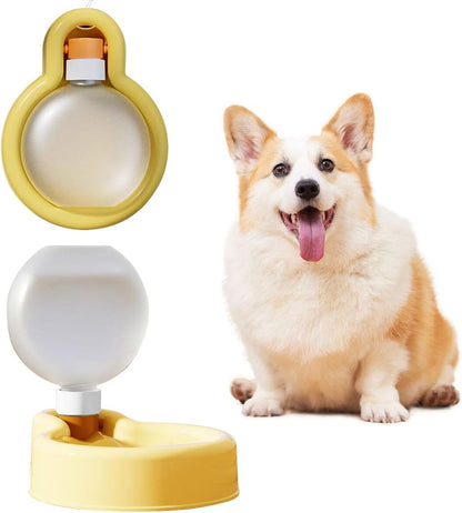 Dog Water Bottle, Travel Puppy Water Bowl, Portable Pet Water Bottle, Leak Proof Puppy Water Dispenser with Drinking Feeder for Walking, Hiking,Traveling (Yellow, 16.9oz)
