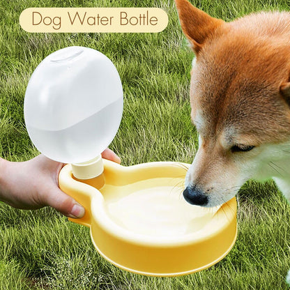 Dog Water Bottle, Travel Puppy Water Bowl, Portable Pet Water Bottle, Leak Proof Puppy Water Dispenser with Drinking Feeder for Walking, Hiking,Traveling (Yellow, 16.9oz)